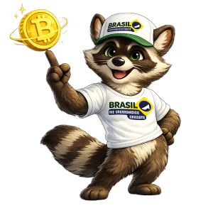 Guaxinim e o Bitcoin brilhante